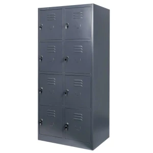 Szafka skrytkowa BHP Mega-M J-80/8 8 drzwiowa grafitowa S-80 cm G-50 cm H-180 cm skręcana N