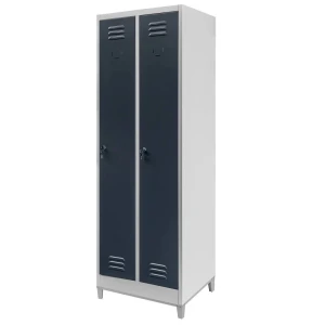 Szafka ubraniowa BHP Mega-M J-60 na podstawie z nóżkami 2 drzwiowa szara/ grafitowy front  S-60 cm G-50 cm H-190 cm skręcana N