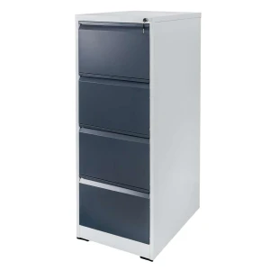 Szafa metalowa kartotekowa FURVERO W4S S/G 4 szuflady A4 szara / grafitowy front  S-45 cm G-62 cm H-134 cm skręcana N