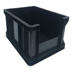 Pojemnik plastikowy z oknem inspekcyjnym 400x300x220 czarny