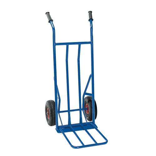 Wózek magazynowy JONES 250 kg – niebieski wózek transportowy z kołami pneumatycznymi