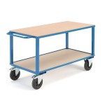 Wózek warsztatowy SEDAN Z hamulcami, 2 koła skrętne, 600 kg, 1400x700x830 mm
