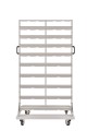 Regał warsztatowy garażowy z pojemnikami 92 sztuki jezdny dwustronny Darlog rozmiar pojemnika 225 x 145 x 110 mm