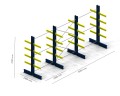 Regał wspornikowy metalowy dwustronny 2500 mmx6097 mm wspornik: 600 mm nośność: 16t Darlog