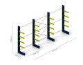 Jednostronny regał wspornikowy 3106x1000x2500mm nośność 8t. KOMPLETNY. Darlog