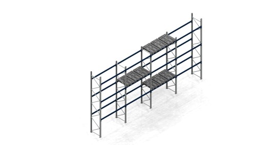 Regał paletowy podstawowy 2700x1100x5400mm nośność poziomu 3x500kg 4 pola. Darlog