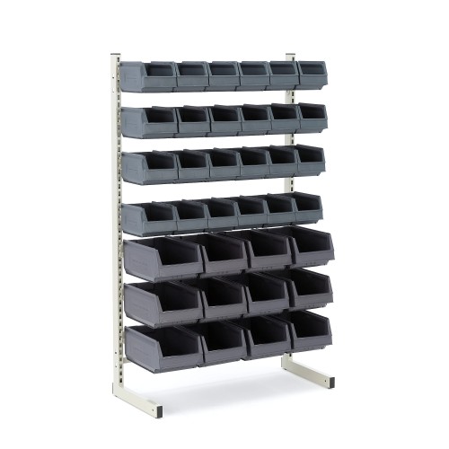 Jednostronny regał warsztatowy/garażowy 920x410x1500mm pojemniki 36 szt. stojący. Darlog