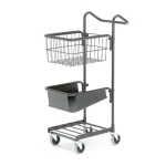 Mini wózek COMPACT 1 półka, 1 koszyk na akta, czarny