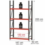 Regał magazynowy 4-półkowy Mega-M FORTIS 200x167x50 cm moduł bazowy