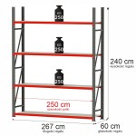 Regał magazynowy 4-półkowy Mega-M FORTIS 240x267x60 cm moduł bazowy