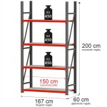 Regał magazynowy 4-półkowy FORTIS Mega-M 200x167x60 cm moduł bazowy