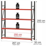 Regał magazynowy 4-półkowy Mega-M FORTIS 200x267x50 cm moduł bazowy