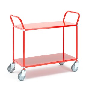 Wózek TRANSIT z półkami 2 półki, 900x440 mm, czerwony