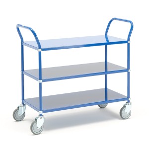 Wózek TRANSIT z półkami 3 półki, 900x440 mm, niebieski