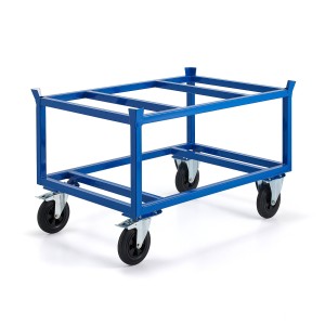 Bezpieczny wózek paletowy FRAME 500 kg, koła gumowe Ø 200 mm, hamulec, 1200x800x795 mm