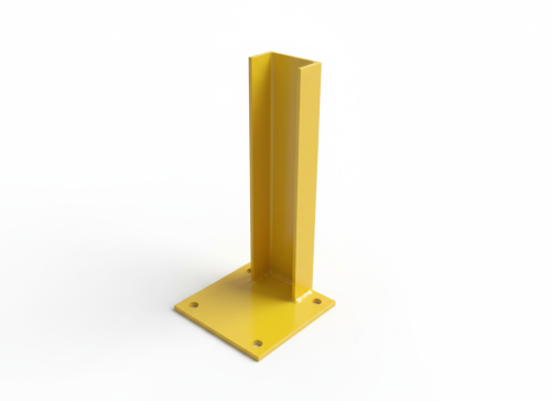 Słupek stalowy UPN do osłony z belką drewnianą 200x200x450 mm RAL1021